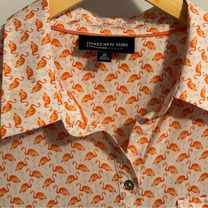 Jones New York Flamingo Print Blouse 2X